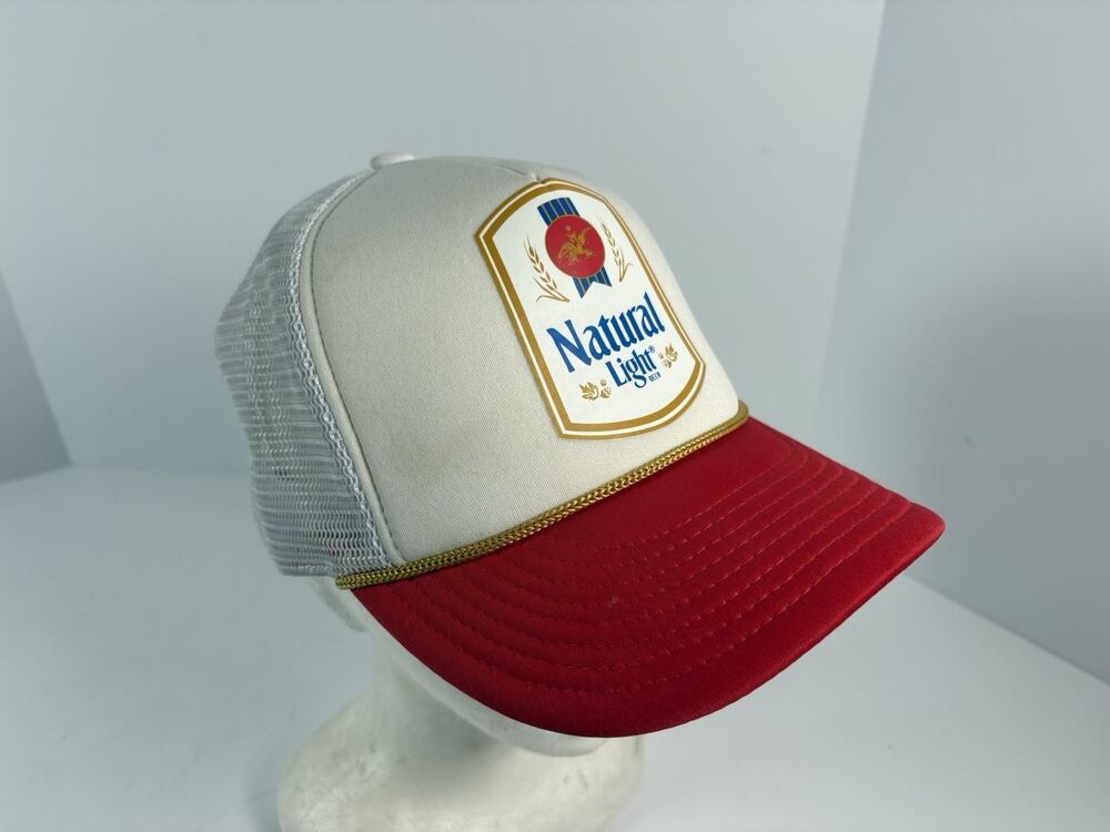 Natural Light Beer Trucker Hat Red White Gold Rope Mesh Snapback Brew City Cap